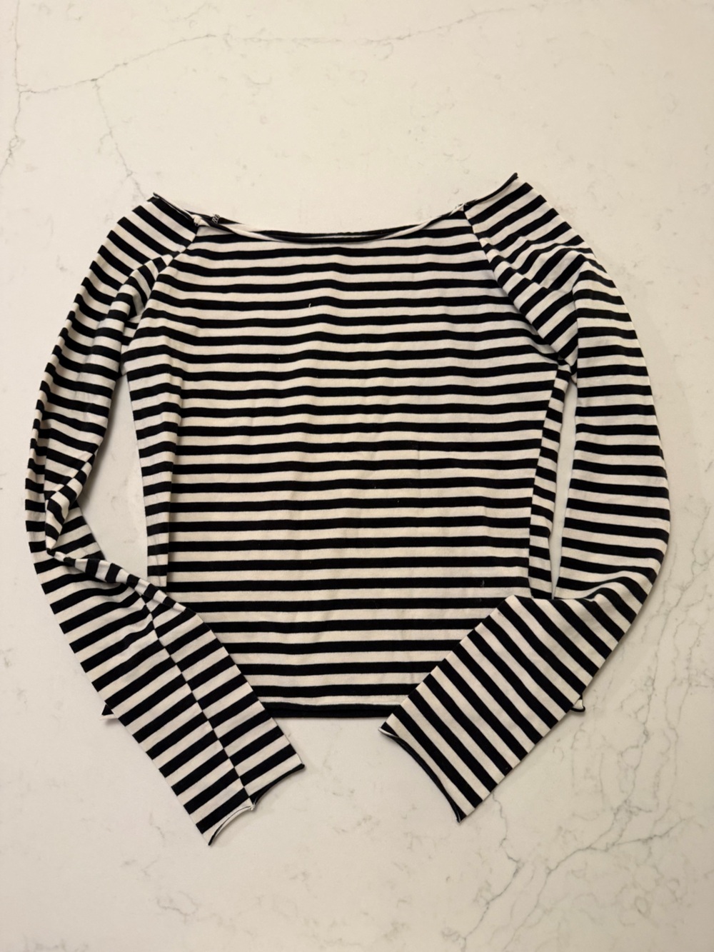Brandy Melville Black and White Striped Long Sleeve Top